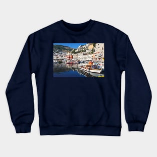 Hydra has surely the most picturesque harbor in Greece Crewneck Sweatshirt